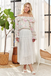 Ruffled Off Shoulder Floral Blouse Adora